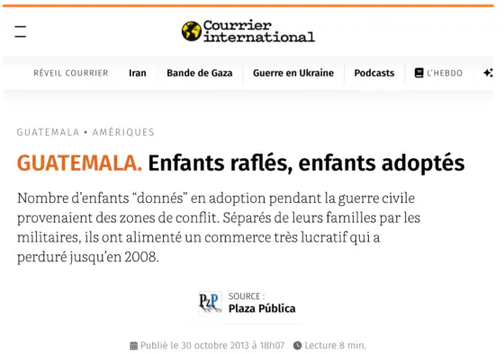 Courrier international - Guatemala trafic d'enfants