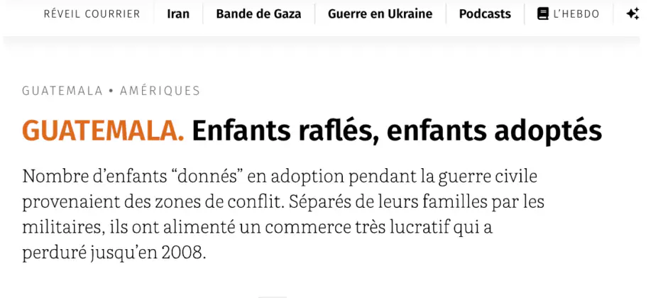 Courrier international - Guatemala trafic d'enfants