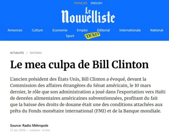 Le mea culpa de Bill Clinton