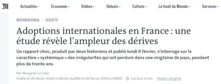 Le monde - adoptions internationales illicites en France