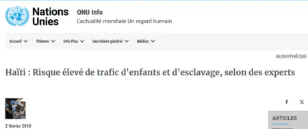 Nations unies : Haïti trafic enfants