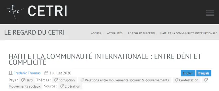 CETRI - Haïti et la communauté internationale : entre déni et complicité