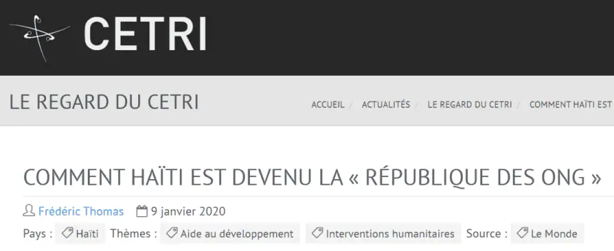 Cetri - Comment Haïti est devenu la « république des ONG »