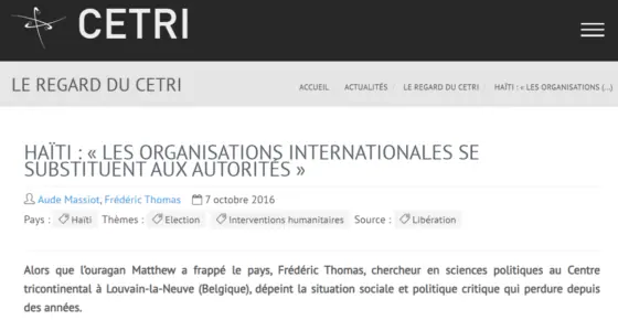 CETRI - OI en Haïti substitution aux autorités