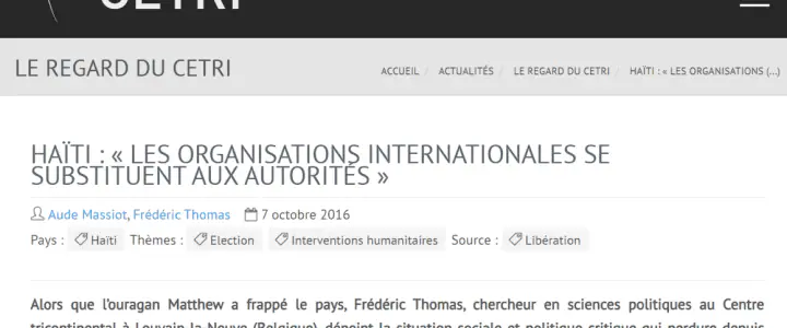 CETRI - OI en Haïti substitution aux autorités